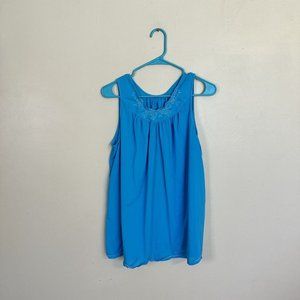 Vintage Teal Blue Lingerie Top Size Large Pajamas 1970s
